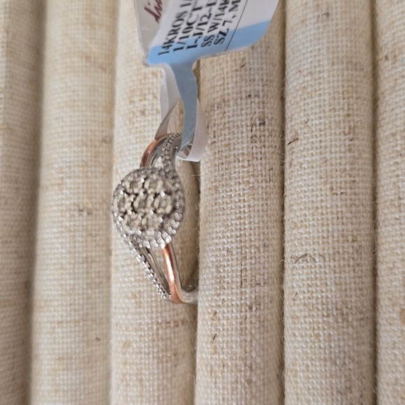 DIAMOND BLOSSOM BRAND DIAMOND RING 14K ROSE GOLD OVER STERLING SILVER SIZE 7 - Picture 15 of 16